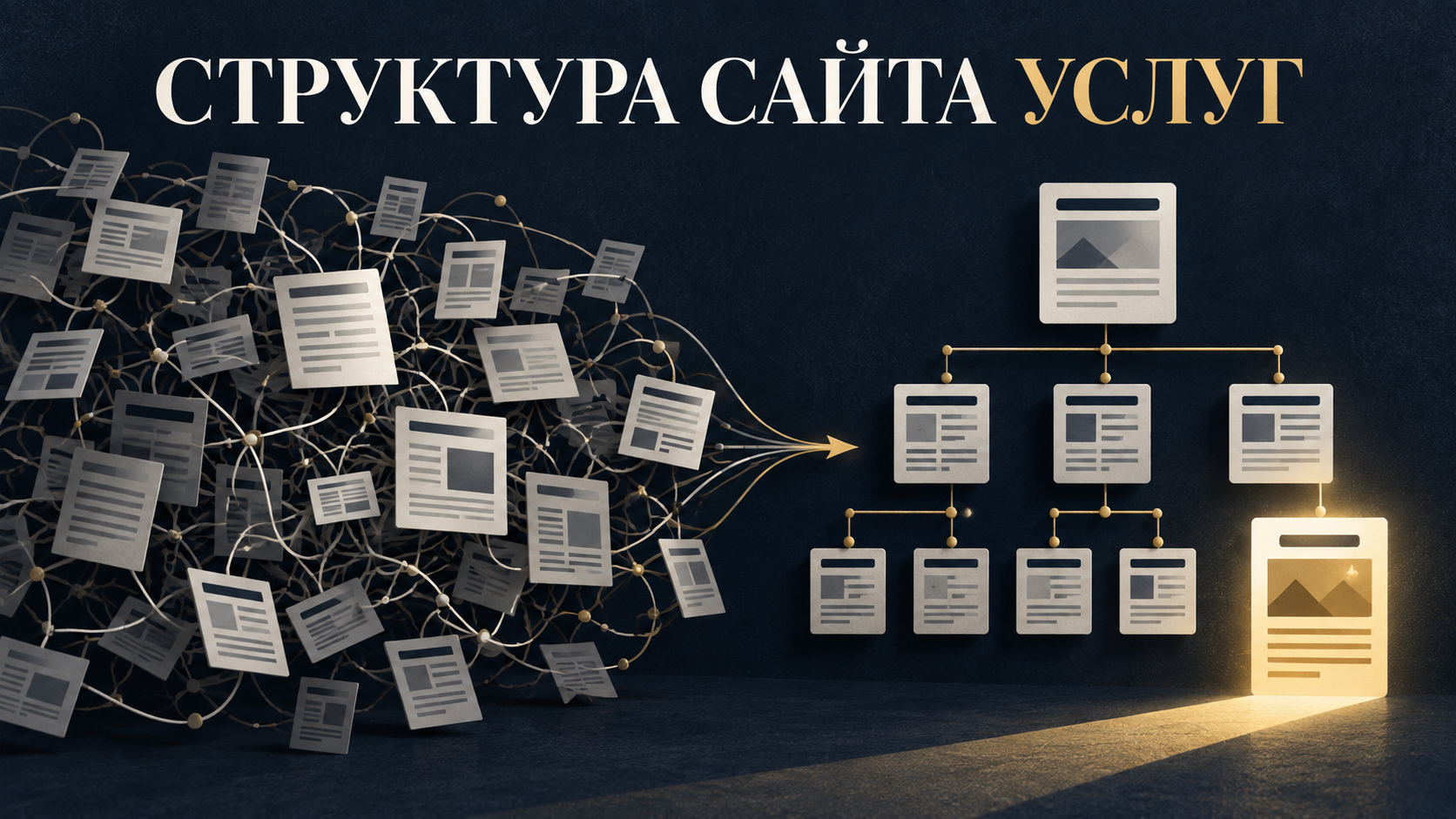 Запутанная сеть страниц превращается в понятную структуру сайта услуг